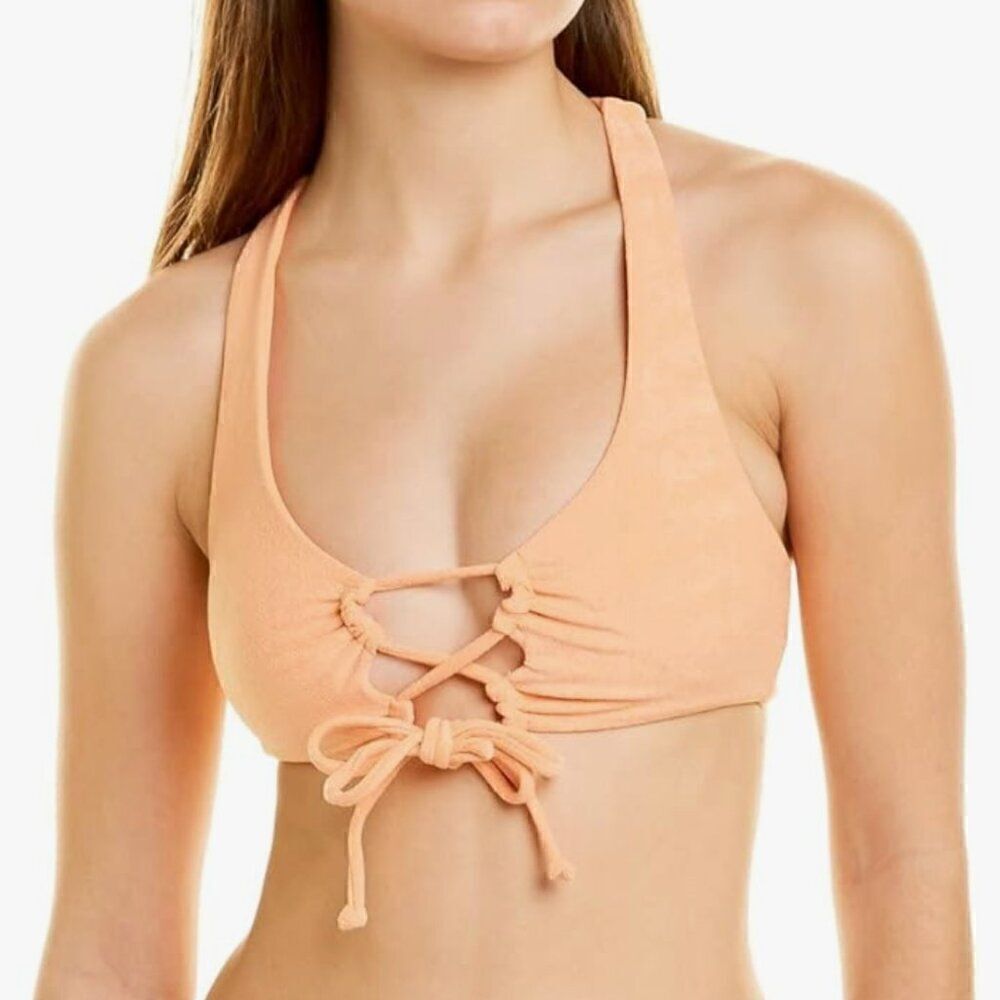 L*Space Dax Orange Terry cloth bikini top NWT size small